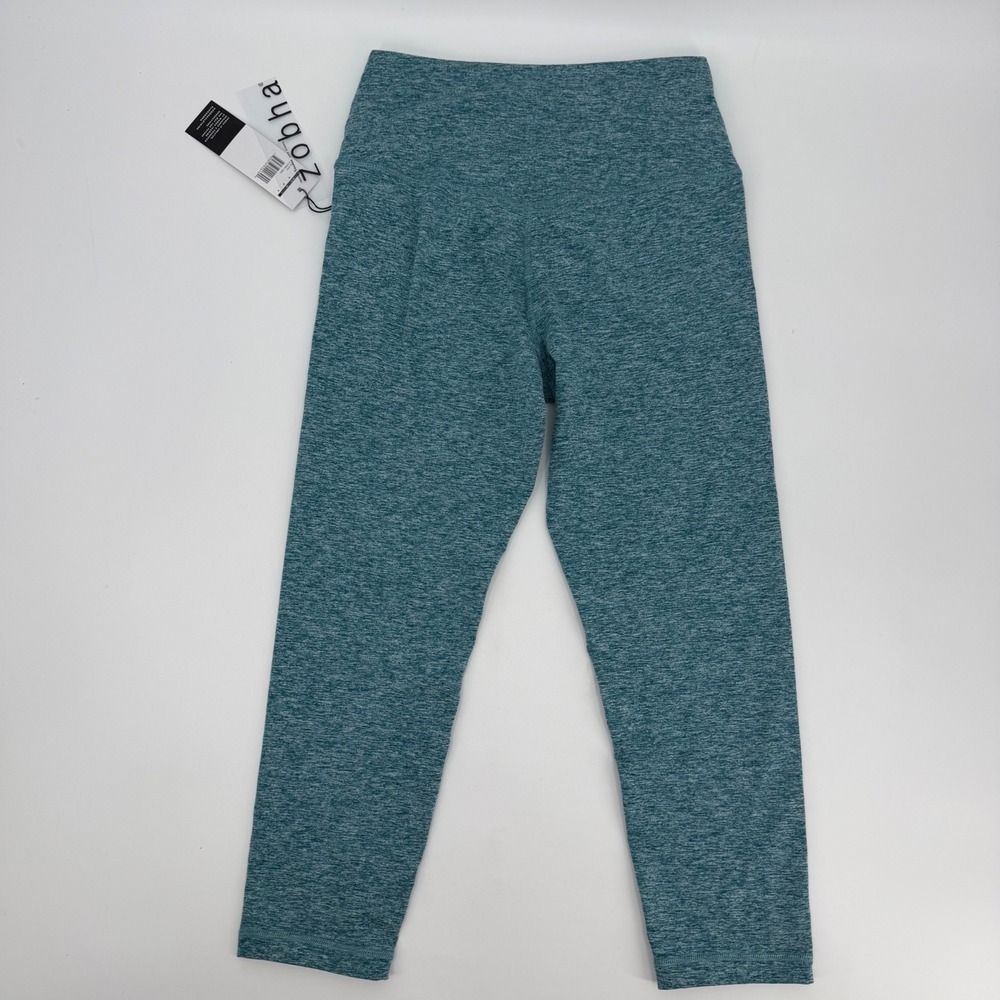 Zobha Womens H. Hydro Heathered Teal High Waisted Capri Leggings Size M NWT - Picture 5 of 7